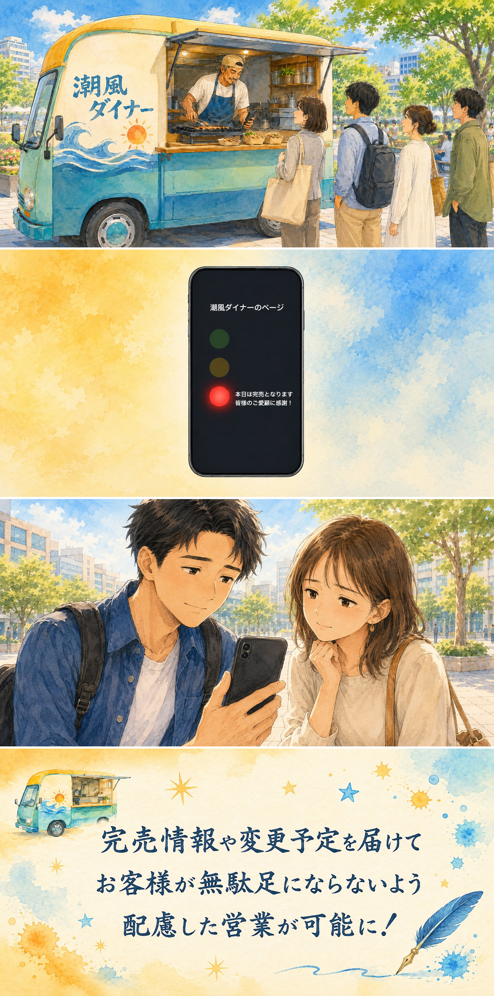 キッチンカーでの活用イメージ（4コマ）