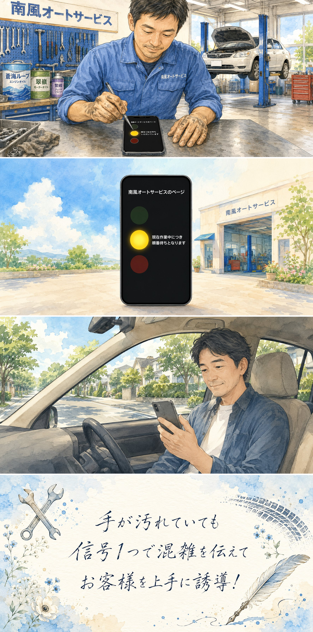 整備工場での活用イメージ（4コマ）